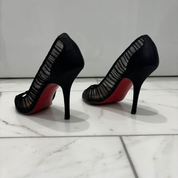 Christian Louboutin Follie Draperia Black Ruched Red Sole Pump 100mm Size 35 - Picture 4 of 8